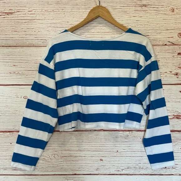 Suzie Kondi Psaras Striped Tee in Blue and White Stripe Sz S - Picture 8 of 10